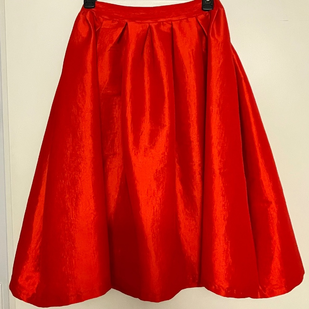 Firey Red A-Line Midi Skirt